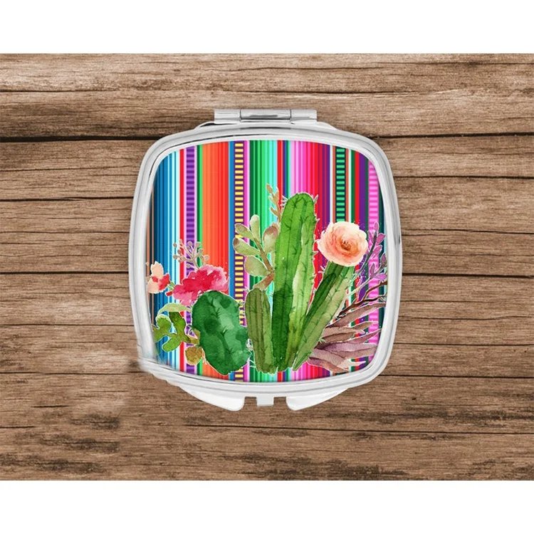 

Serape Cactus Square Compact Mirror Purse Mirror Bridesmaid Gift for Women, As pictures