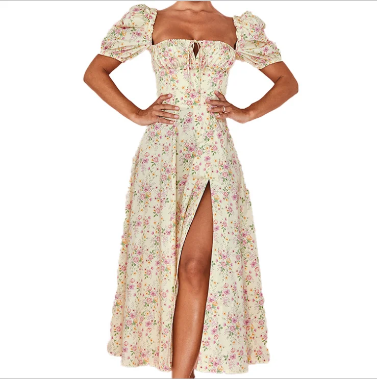 

Aola Drap Vintage Bale Onepiece Women Long Maxi Floral Print Plus Size Sexy Beach 2021 Summer Trending New Fashion Ladies Dress