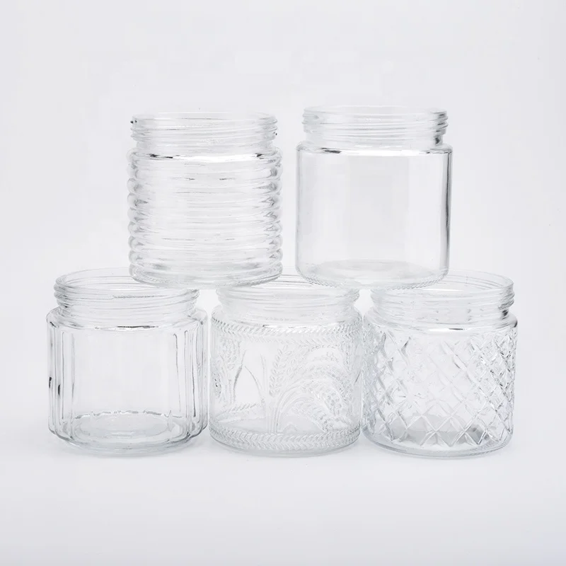 Empty crystal engraving candle container tealight glass candles vessel kitchen decoration wholesale