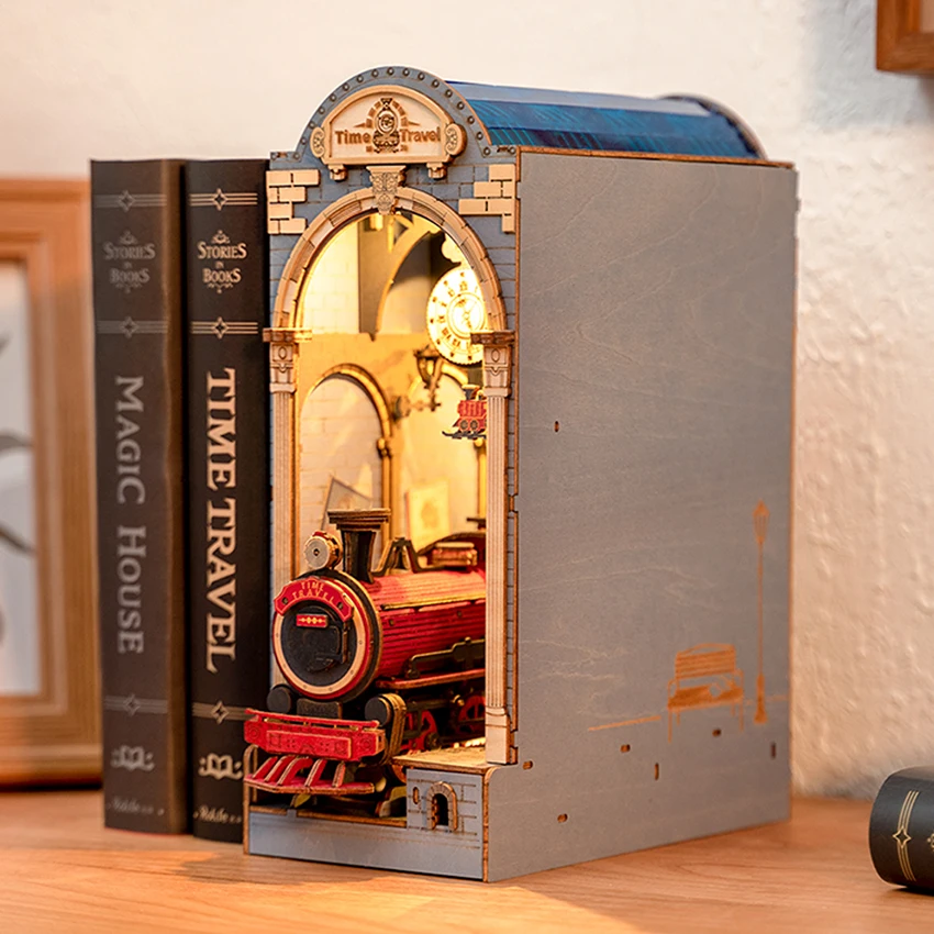 

Robotime Rolife 3D Wooden DIY Miniature House Book Nook TGB04 Time Travel Assemble Toys Bookends