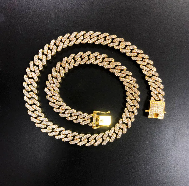 

Full diamond rhinestone hip hop punk cuban necklace chain collar cubano jewelry