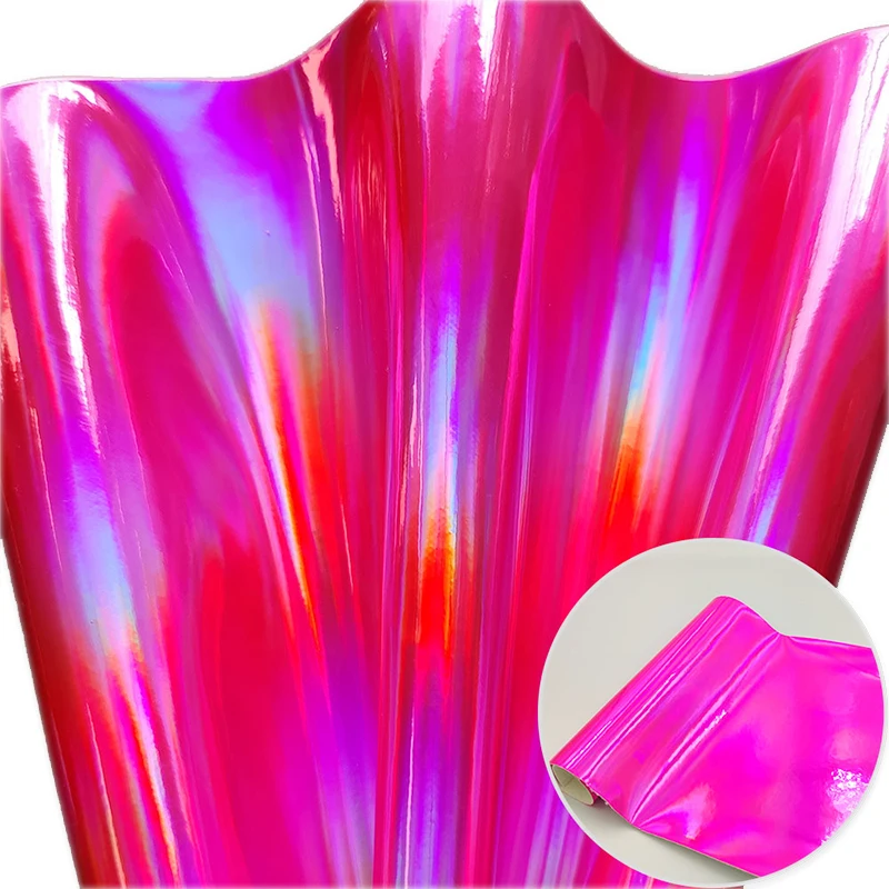 
Glossy Shiny Faux Pu Leather Glitter Material Fabric Holographic Synthetic Pvc Pu Leather Sheet For Ladies Bag 