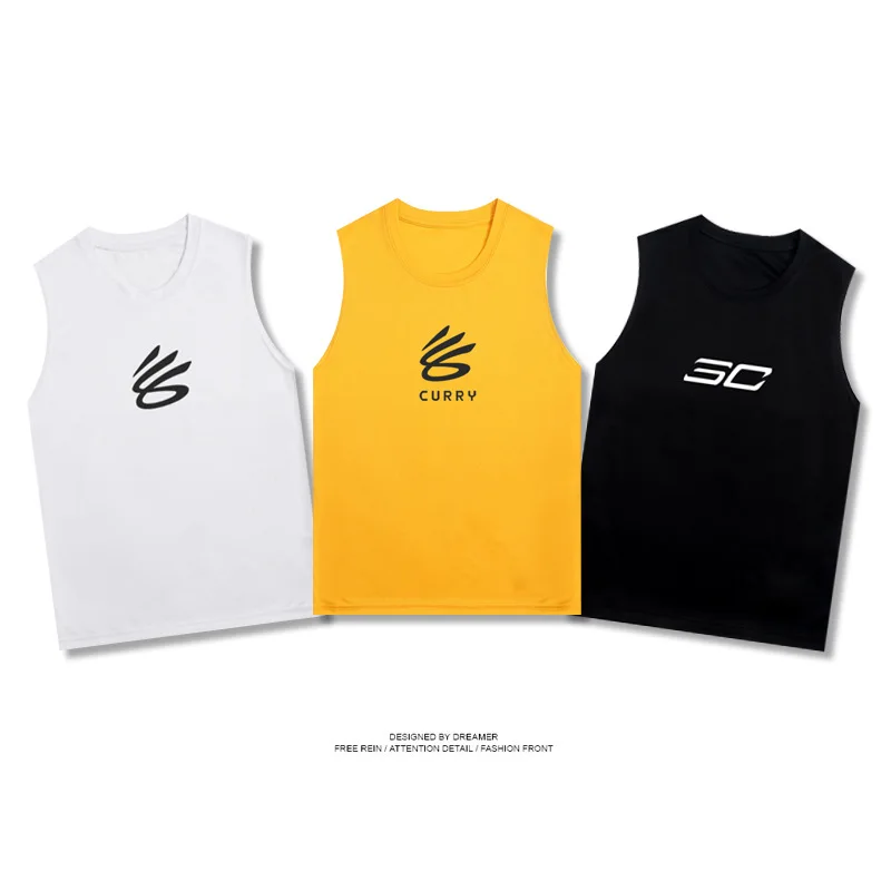 

Wholesale Warriors Curry's new logo training vest Summer basketball loose and breathable sleeveless sleeveless jersey, Custom color