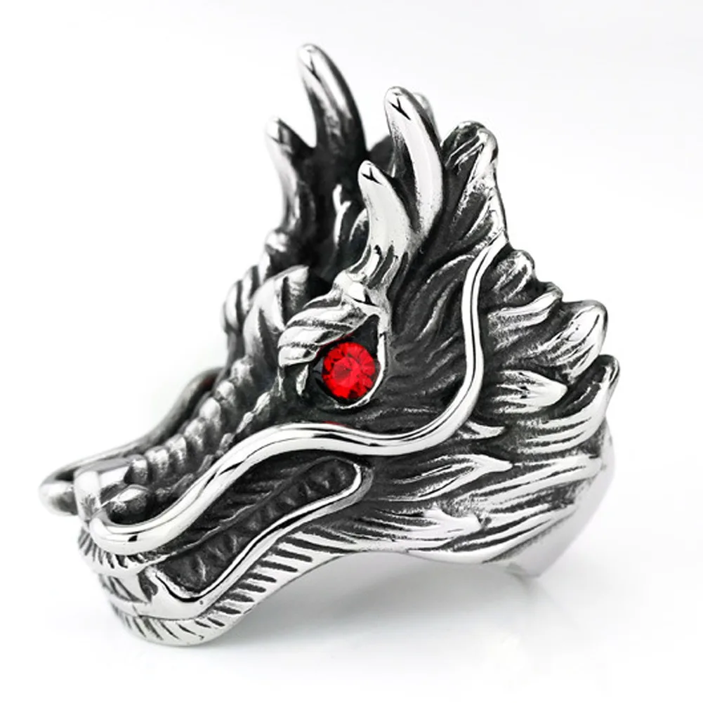 

Stainless Steel Men Rings Chinese Style Dragon Animal Ring Punk Rock for Biker Male Boyfriend Jewelry Creativity Gift Wholesale