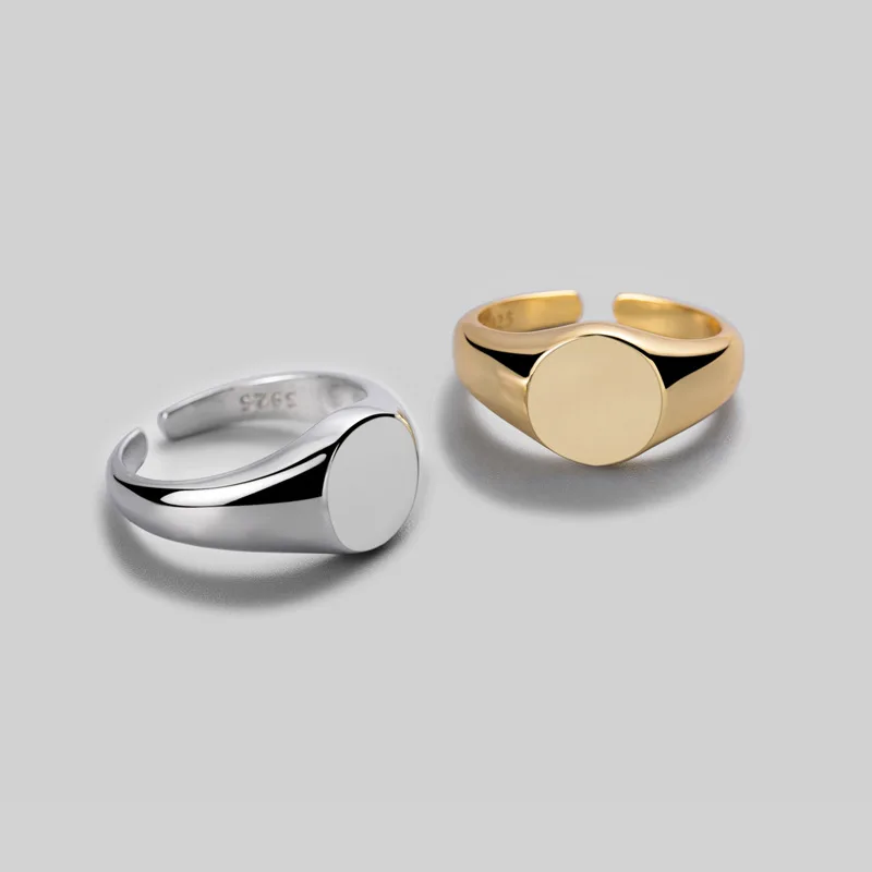 

Wholesale 925 Sterling Silver Custom Blanks Signet Opening Ring in Gold White Gold Color for Women