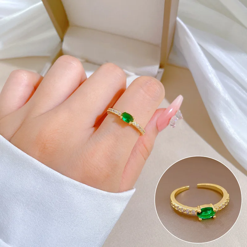 

2023 Engagement Wedding Real Gold Plated Zircon Gemstone Adjustable Ring Jewelry