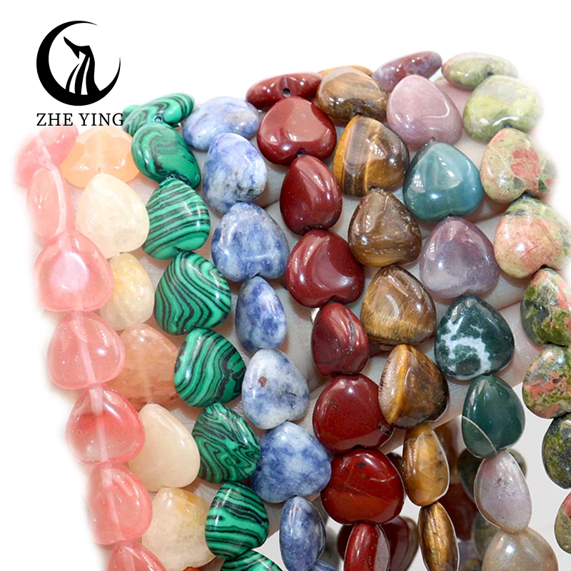 

Zhe Ying 10x10x5mm heart shaped beads Natural stone bracelet crystal Loose Spacer gemstone heart beads for jewelry making