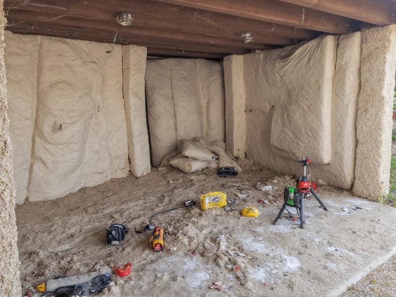 DIY storm shelter debris impact testing setup with sandbag barrier