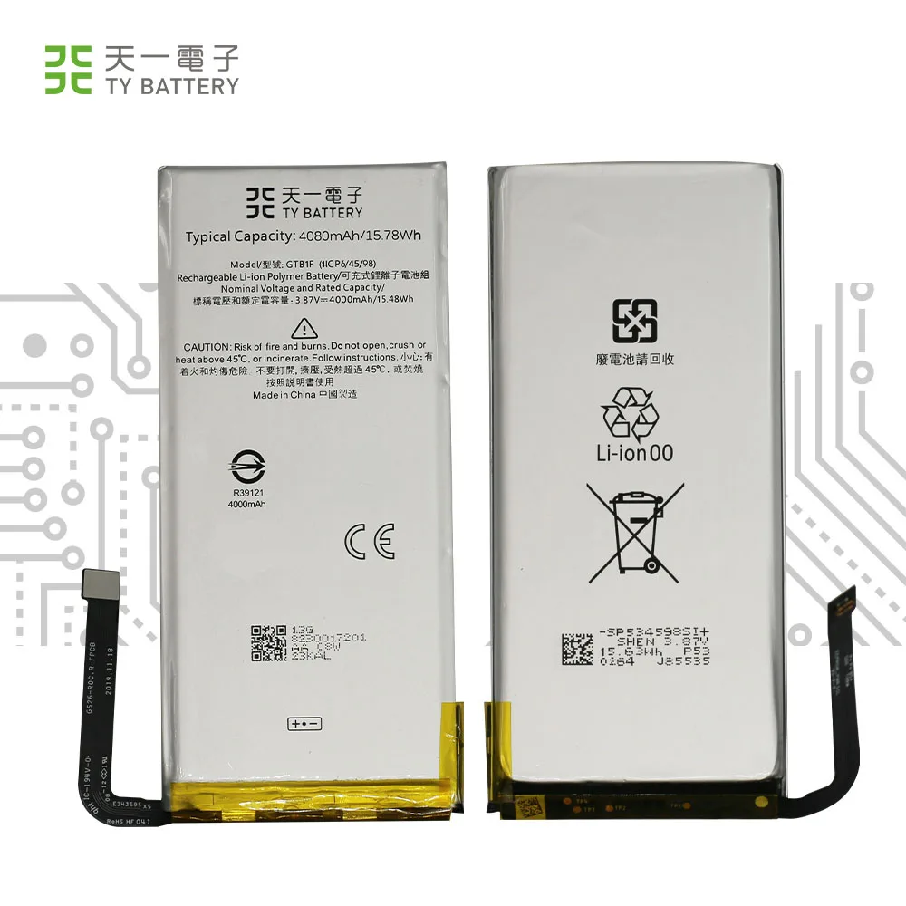 

Mobile Phone 4080mAh 3.87V Rechargeable Li-ion Polymer Battery For Google Pixel 5 XL 5XL GTB1F