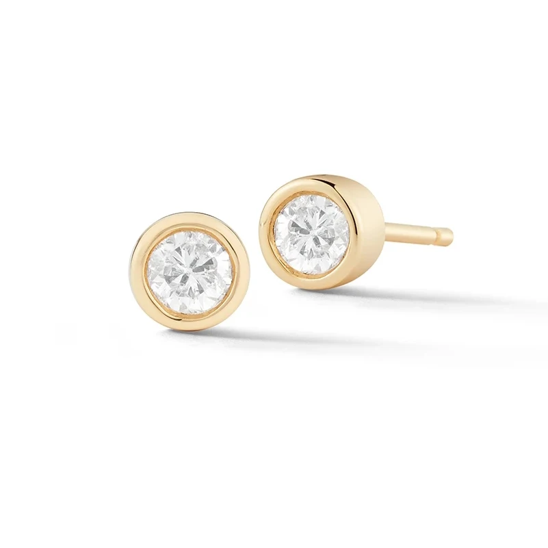 

Gemnel classic 925 sterling silver 18k gold small bezel diamond stud earrings women jewelry