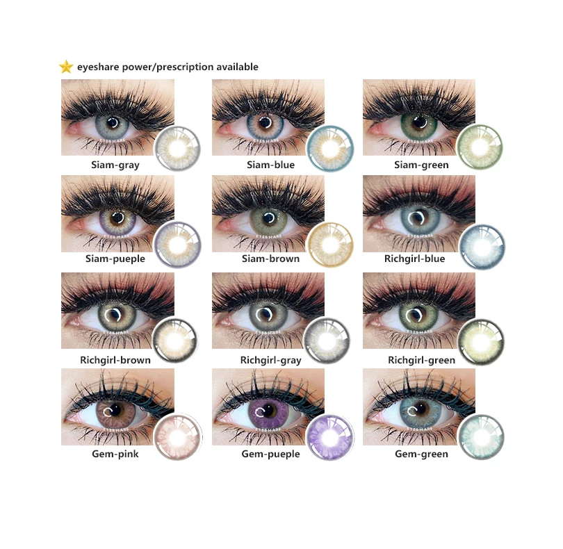 

EYESHARE 1 Pair Colored Contact Lens Yearly Use Cosmetic Contact Lenses Eye Color Beauty Colors Lens for Eye Lentes De Contacto, 12color