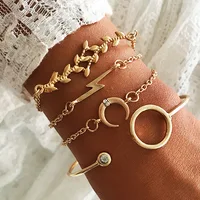 

Fashion bracelet set leaves moon lightning bracelet set women jewelry accessory