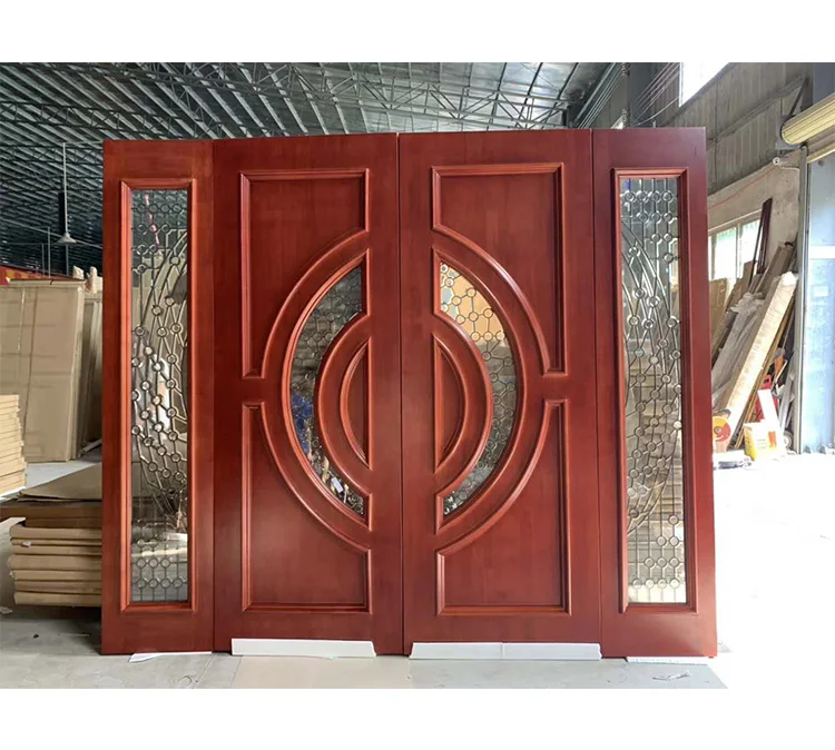 Modern house front entry main wooden double door design for house