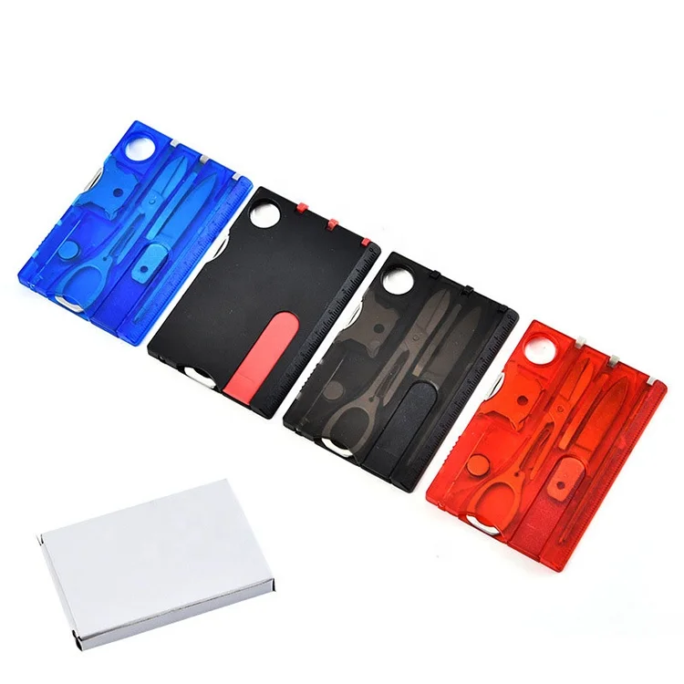 

Custom Logo EDC Survival Credit Card Multi-function Outdoor Tool Wallet Pocket Multi tool card with knife Blade, Red, blue, black