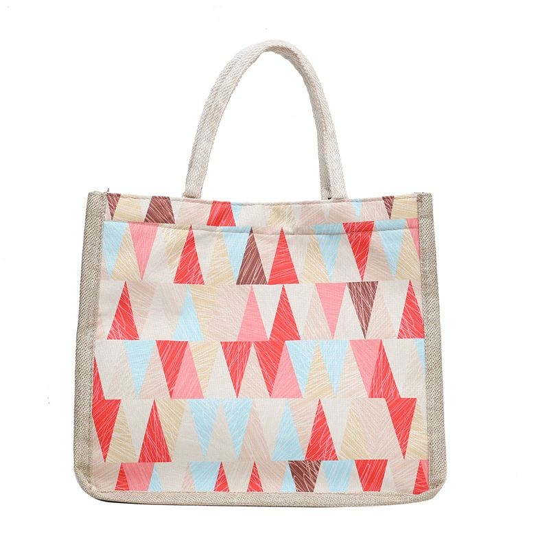 

Factory Wholesale Custom Printing Logo Large Jute Canvas Shopping Tote Beach Bag