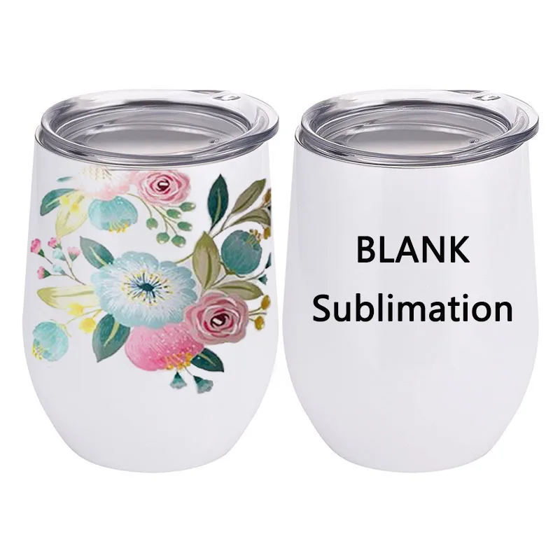 Double Wall insulated Stainless Steel Wine Cup Blank Sublimation Tumbler with Slide Lid
