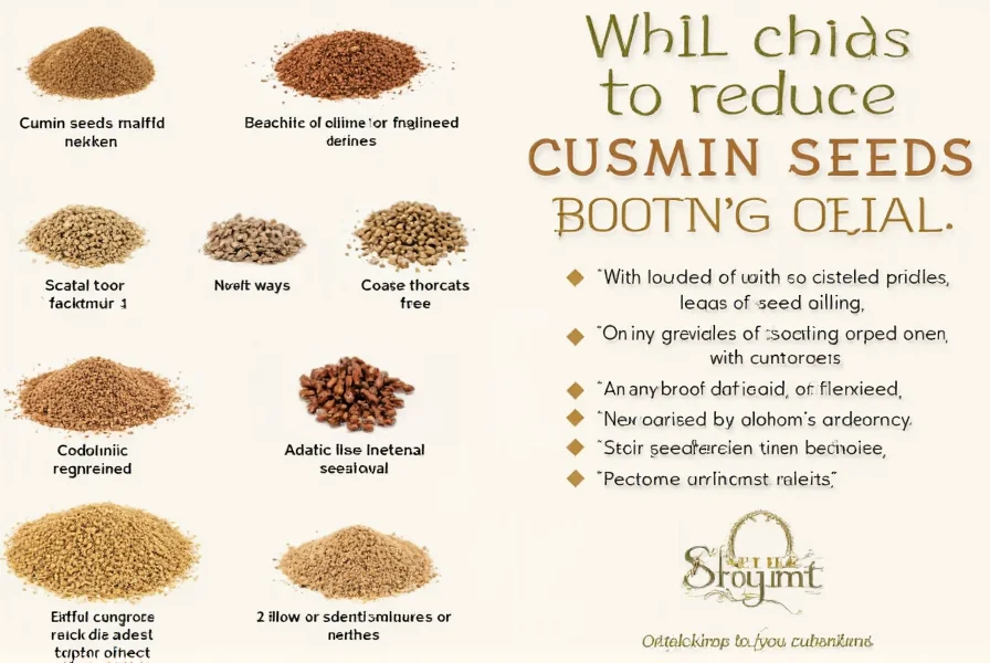 Step-by-step visual guide showing proper toasting technique for cumin seeds to reduce oral irritation