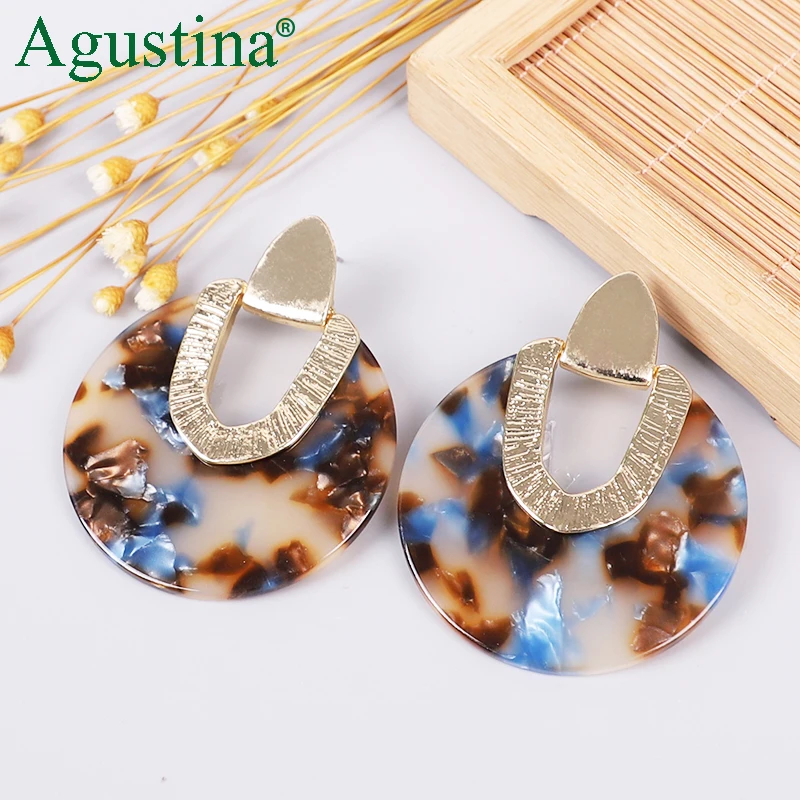 

Agustina 2020 Handmade Boho Style Big Women Fashion Earrings Drop Earrings Jewelry ladies girl Earrings Bohemian Acrylic Earring, Colorful