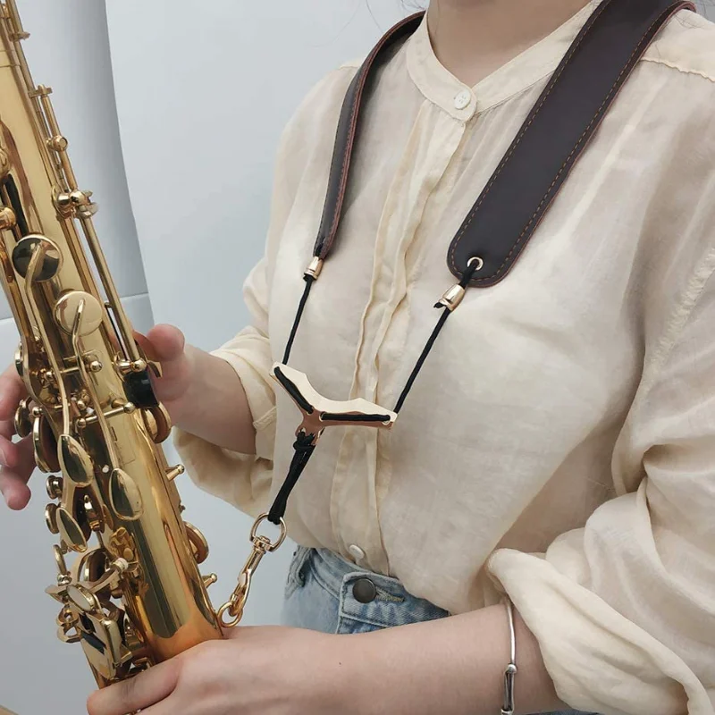 Genuine Leather Saxophone Shoulder Strap Custom Adjustable Neck Straps