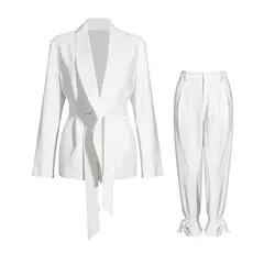 2021 White Suit Ladies Two Piece Set Blazer Fashio