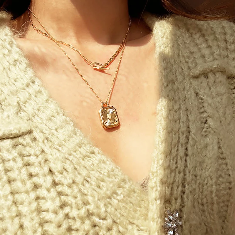 

Fashionable Brass 18K Gold Plated Moonstone Photo Locket Necklaces