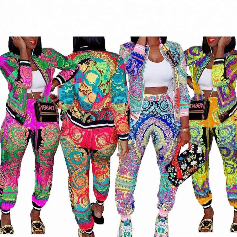 

New Fashion Digital Print Sports Suit Tube Top Two Piece Set Women Clothing With Bell Bottoms