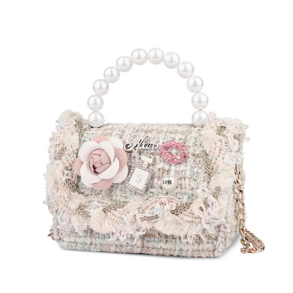 

Classical Design Fashion Luxury Small Plush Handbag Shoulder Messenger Bag With Pearl Handle For Women, 6 color