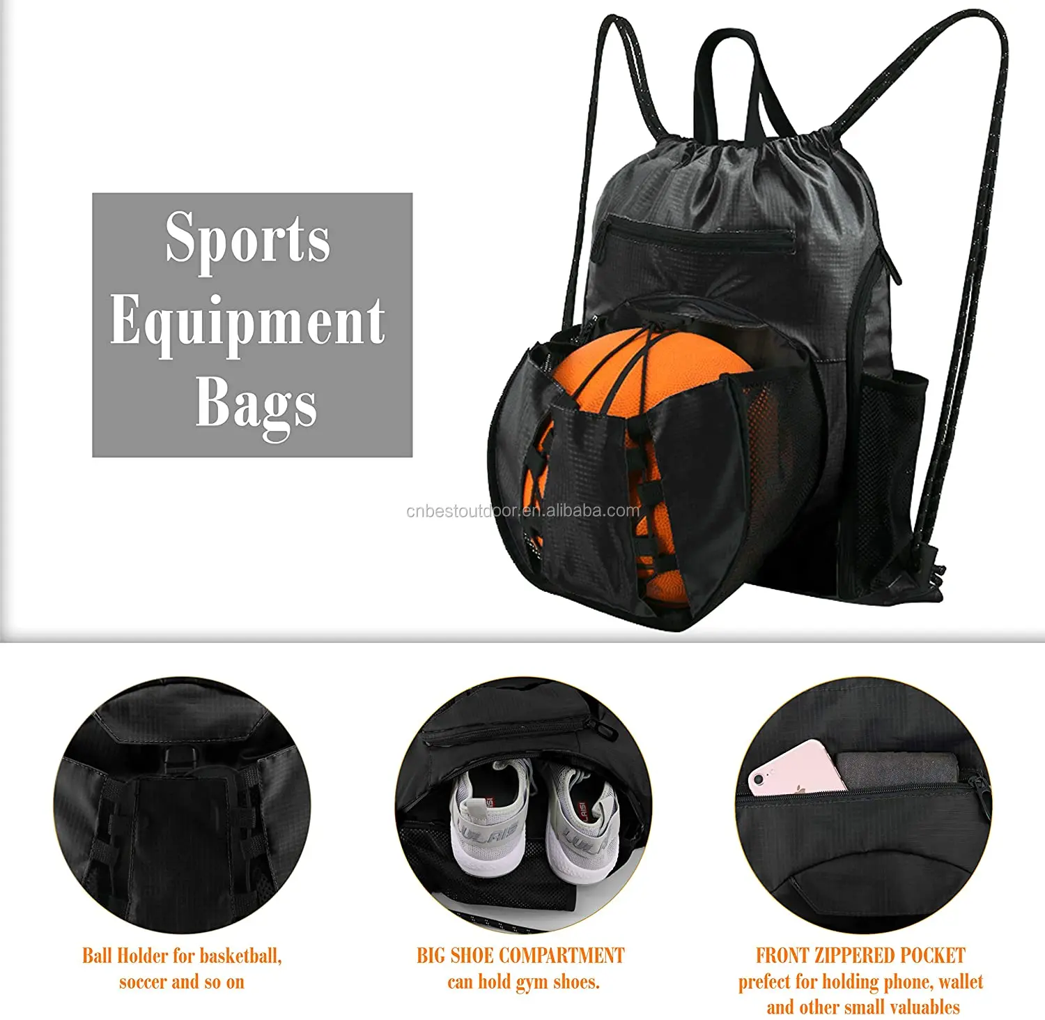 gym backpack for sport Gym dancing swimming hiking basketball Drawstring Bags 