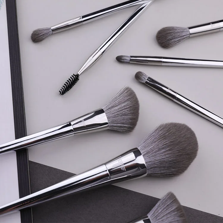 

13pcs sliver color makeup full set synthetic hair cosmetic kit face brushes set, Customized color