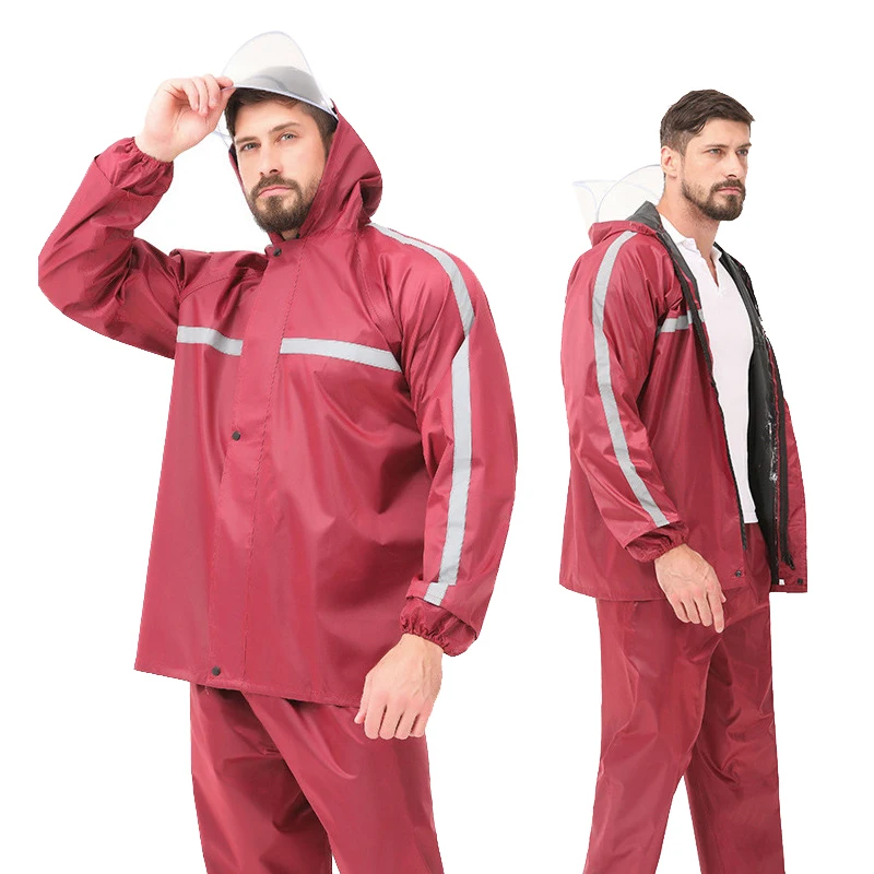 

Wholesale Adults Oxford Cloth Rain Coat and Pant Reflective Raincoat for Rider