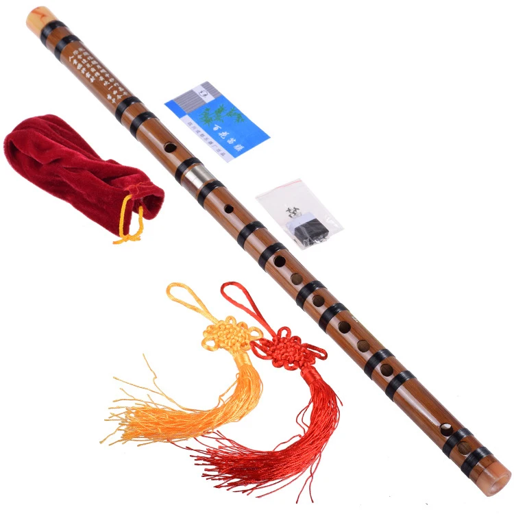 

Chinese Instrument G Key Dizi Pluggable Handmade Traditional Bamboo Flute for Beginners Kids, Red-brown