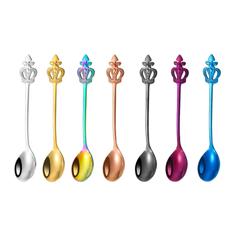 

Creative Crown Spoon Honey Spoon Short Handle Mug Gift Dessert 304 Stainless Steel Coffee Spoon