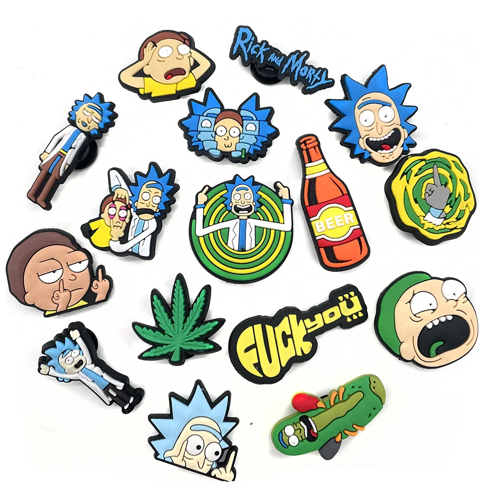 

HOT Rick morty Cartoon Designer croc shoe charms Wholesale PVC crystal charms for sandals