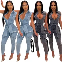 

Clothes Vendor for latest sexy one piece denim fashion button dungaree washed jumpsuit women