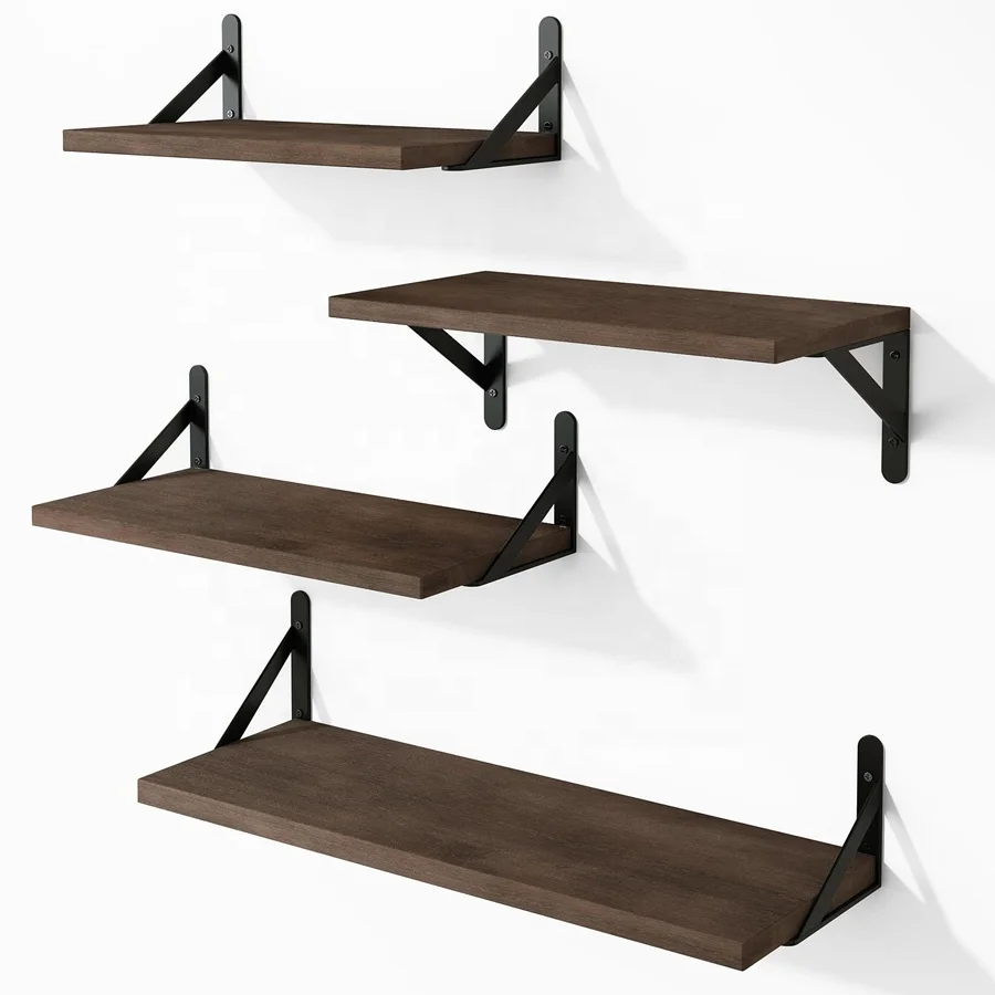 Fast delivery 4 Sets Wall Mounted ShelfFloating Shelves Rustic Wood Shelves wall shelf home decor