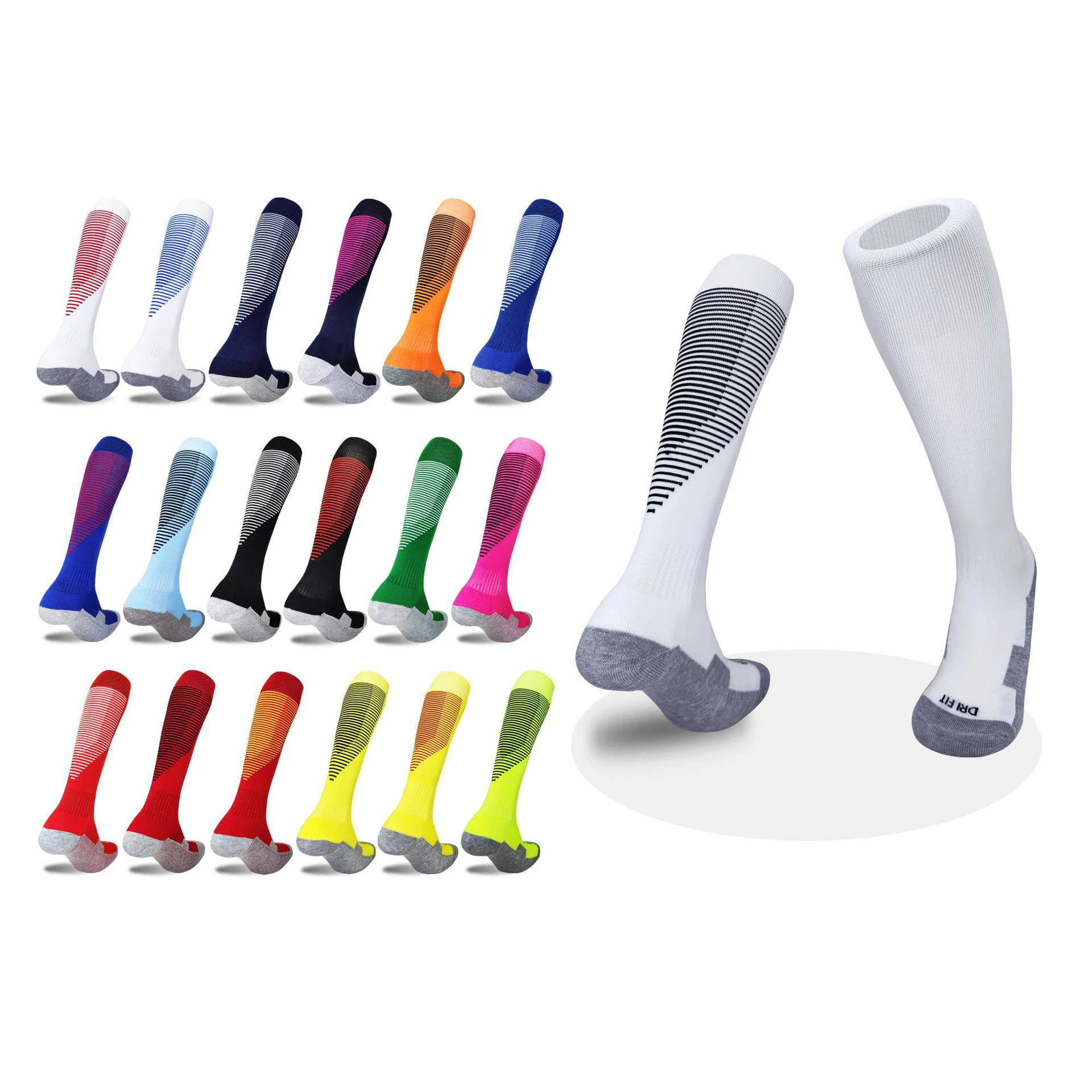 

Professional striped long knee socks for adults children sweat absorbent and breathable sports socks training football socks