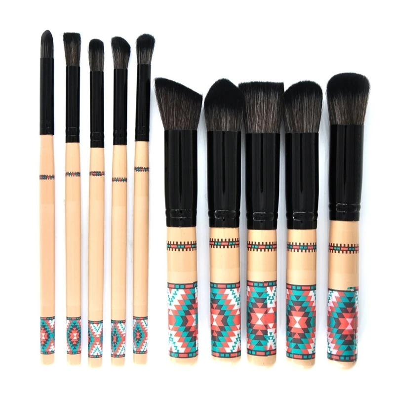 

10PCS Makeup Brushes Set Bohemian Style Foundation Blending Powder Brush Eyeshadow Contour Concealer Blush Cosmetic Makeup Tool