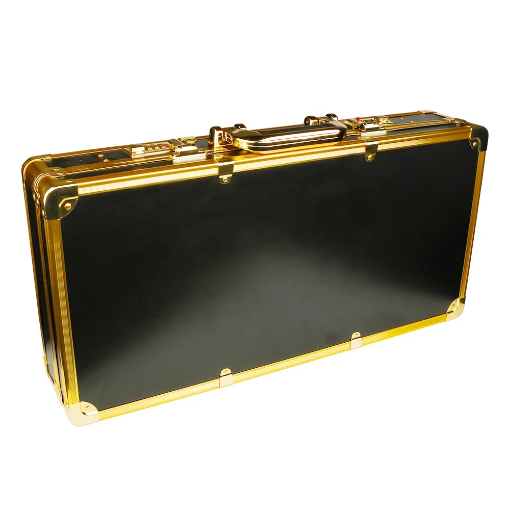 

Barber Shop Dedicated High Capacity Barber Suitcase Golden Aluminum Barber Box Tools Storage With Lock, Gold