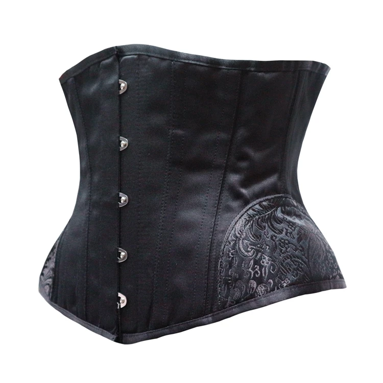 

5 Buckle 12 Steel Boned Corset Gothic Jacquard Arc Shape Gathering Bustier Corset Protection Span Hourglass Girdle Body Shaper