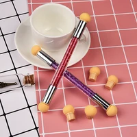 

Acrylic crystal handle double end sponge head nail gradient shading nail ombre brush for nail art