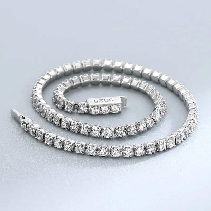 

Luxury Fine Jewelry 2mm Claw Chain Shiny Crystal Rhinestone Tennis Bracelets Delicate 925 Silver CZ Cubic Zircon Bracelet Women