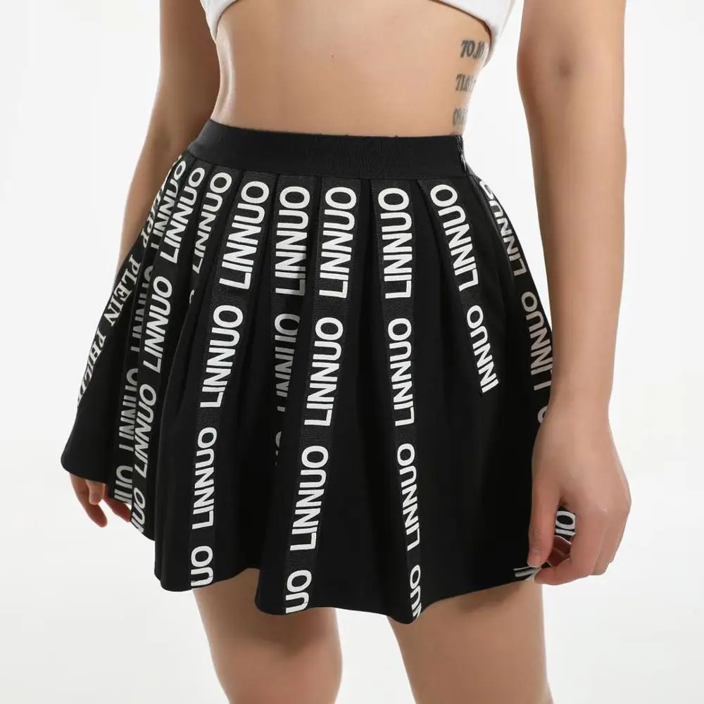 

Fashion Street Wear Letter Skirts Women Summer Designer Skater Black Sexy Short Lady Mini Pleated Skirt, Custom coior