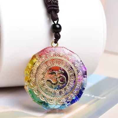 

Chakra Healing Energy Necklace Meditation Jewelry Orgonite Pendant Luminous Necklace, Picture shows