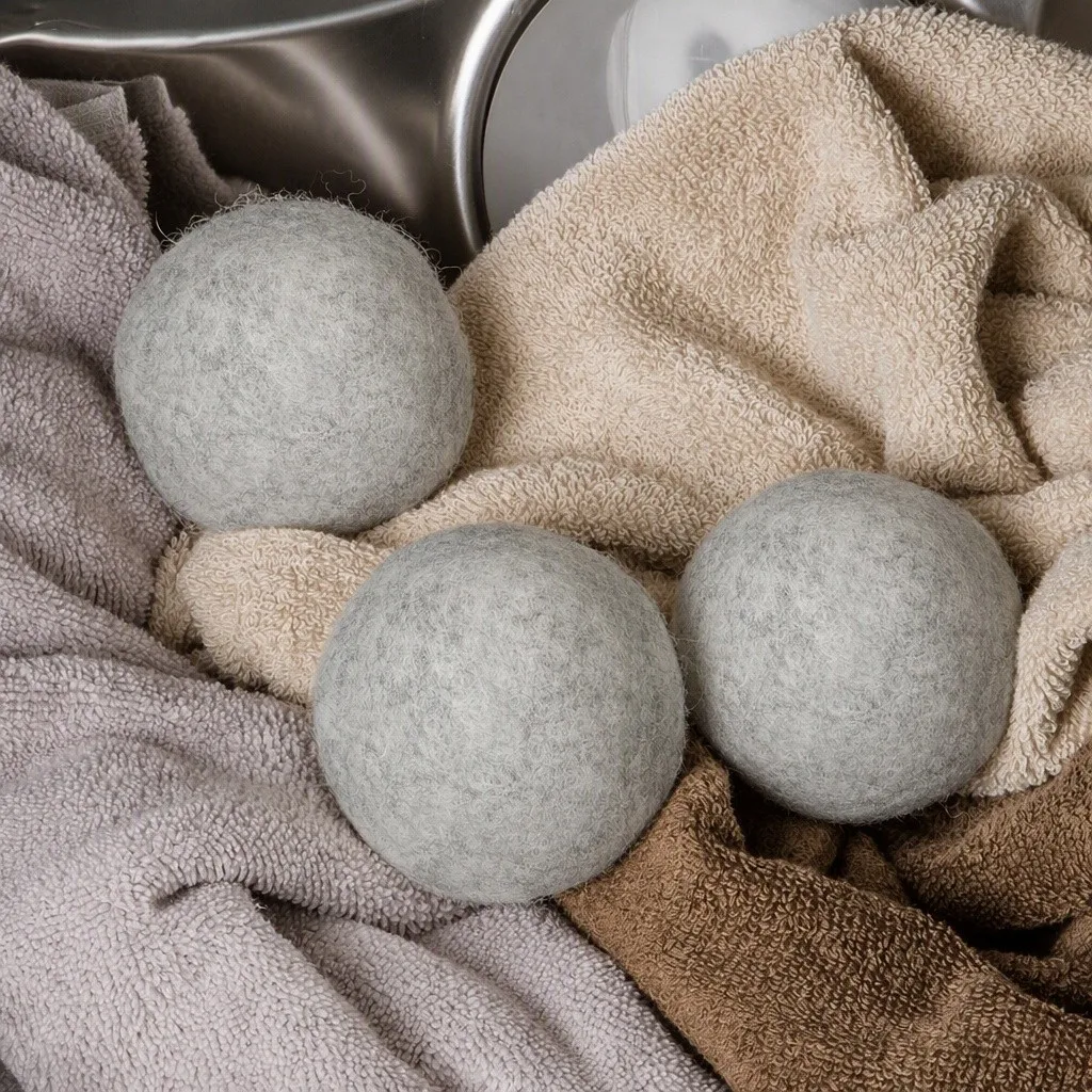 Wool dryer balls in action - softening laundry loads