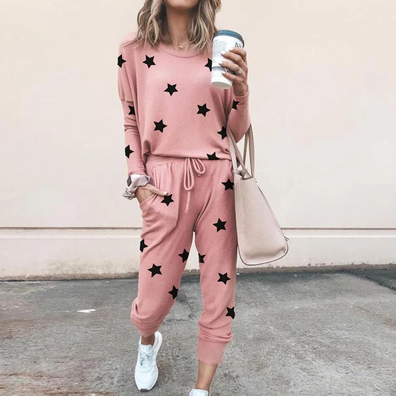 

K302OM9126 INS Hot casual women clothing printing plus size women clothing sets