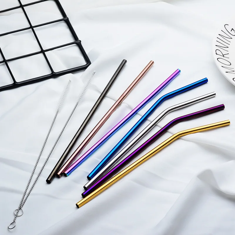 

304 stainless steel straw diameter thickened edge line cutting thick round neck, True color/ golden/ rose gold/ symphony/ black/ purple/ blue