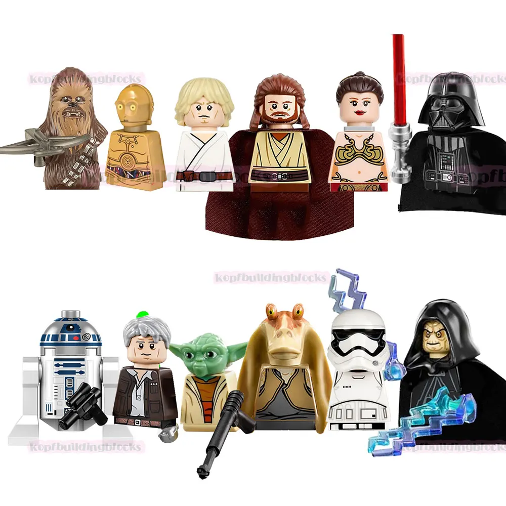 

Popular Space Wars Movie Figure R2-D2 Darth Vader Luke Storm Clone Trooper Chewbacca Leia Mini Bricks Building Block Figure Toy