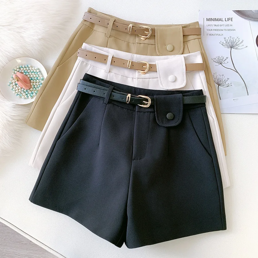 

2021 Spring New Casual Shorts Fashion Retro High-Waisted Straight Suit Women Shorts