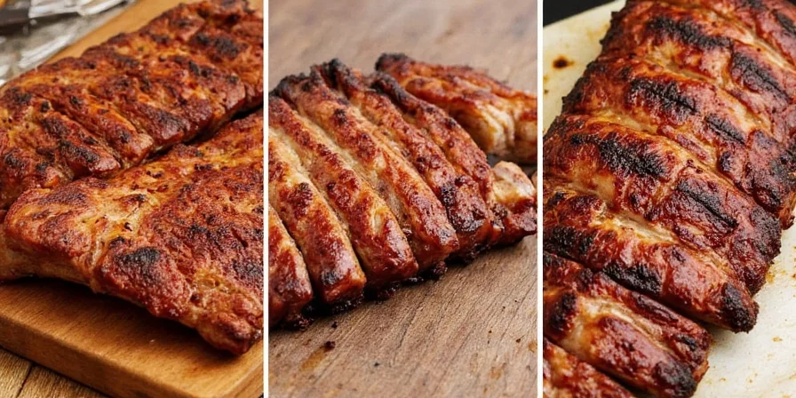 Spicy sauce being poured over pork ribs