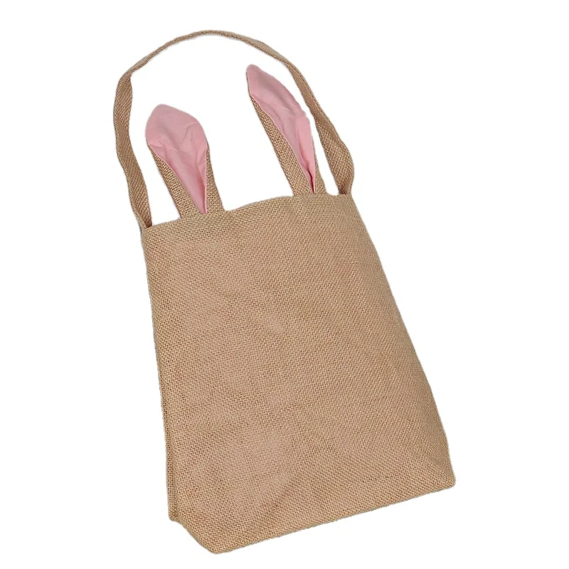 

2024 Popular Wholesale size 25*30cm Jute Easter Basket for kids T17 pink ears